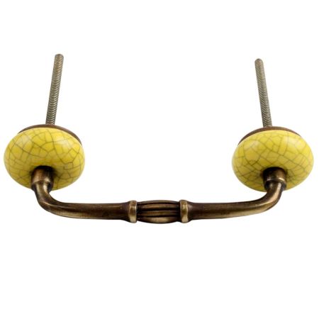 Yellow Crackle Ceramic  Bridge Handle 